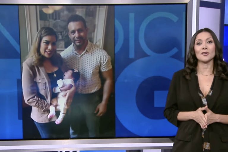 Univision screenshot of Angelica Martinez and Luis Mendoza with baby girl