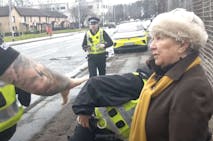 Rose Docherty confronted by police during previous arrest