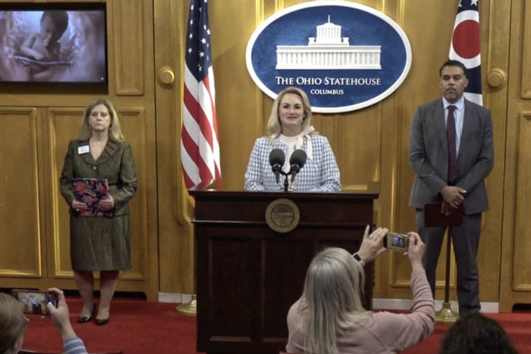Screenshot: Ohio "Baby Olivia Act" Press Conference Ohio Rep. Melanie Miller introduces Baby Olivia Act (HB 485)