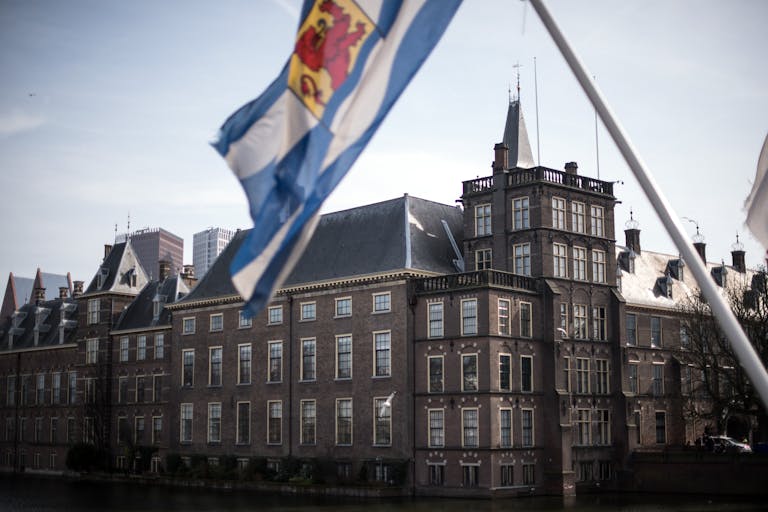 Views Of The Dutch Parliament Ahead Of The General Election THE HAGUE, NETHERLANDS - MARCH 14: A flag from Zeeland province flies near the Dutch parliament building on March 14, 2017 in The Hague, Netherlands. Campaigning is continuing by all parties ahead of tomorrow's general election in which the right-wing Party for Freedom (PVV), led by Geert Wilders, is expected to do well. (Photo by Carl Court/Getty Images)