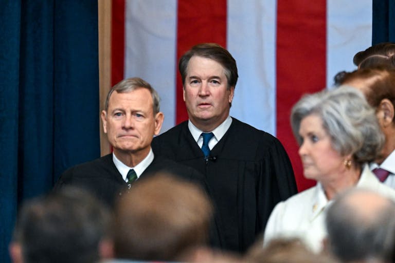 Photo by Kenny Holston-Pool/Getty Images WASHINGTON, DC - JANUARY 20: Supreme Court Chief Justice John Roberts and Supreme Court Justice Brett Kavanaugh arrive for the inauguration of U.S. President-elect Donald Trump in the U.S. Capitol Rotunda on January 20, 2025 in Washington, DC. Donald Trump takes office for his second term as the 47th President of the United States.