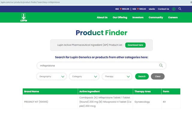 Pregnot Kit with abortion pills by Lupin Pharmaceuticals