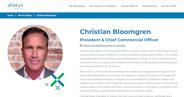 Former Planned Parenthood manager Christian Bloomgren to lead Afaxys