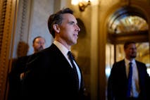 Photo by Andrew Harnik/Getty Images WASHINGTON, DC - OCTOBER 1: Sen. Josh Hawley (R-MO) walks out of the Senate Chamber of the U.S. Capitol Building on October 1, 2025 in Washington, DC. The government shut down early Wednesday after Congress failed to reach a funding deal.