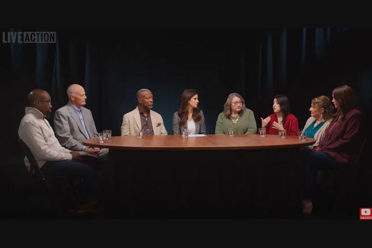 Screenshot: Live Action, Face to Face Panel of men and women discuss being pressured into abortion