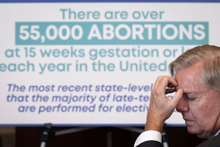 Photo: Drew Angerer/Getty Images WASHINGTON, DC - SEPTEMBER 13: Sen. Lindsey Graham (R-SC) waits to speak during news conference to announce a new bill on abortion restrictions, on Capitol Hill September 13, 2022 in Washington, DC. Grahams proposal would enact a national ban on abortions after the 15 week mark.