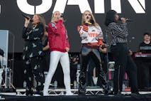 NEWPORT, ISLE OF WIGHT - SEPTEMBER 18: Melanie Blatt, Nicole Appleton,Natalie Appleton, Shaznay Lewis of All Saints performing during Isle Of Wight Festival 2021 at Seaclose Park on September 18, 2021 in Newport, Isle of Wight.
