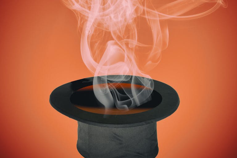 Photo: juankphoto via Getty Images/iStockphoto photograph of magic hat and smoke