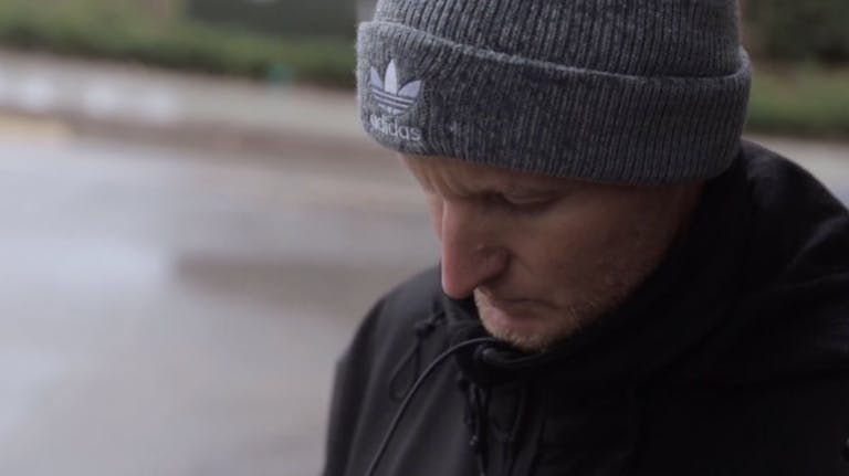 Jason Cantrell prays outside Atlanta, GA abortion clinic