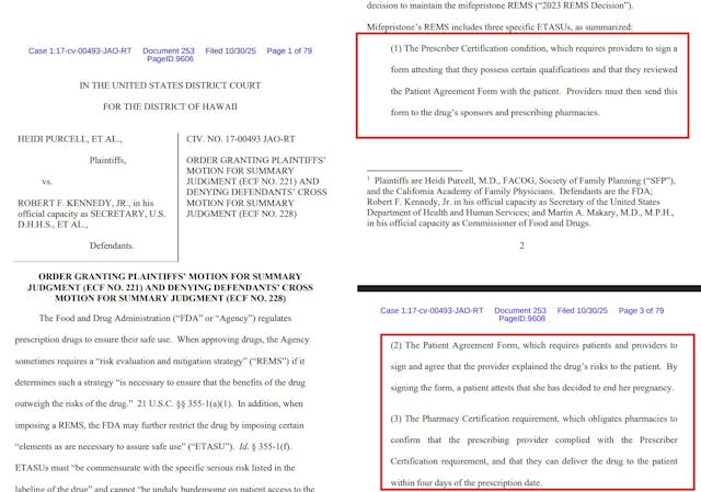 Purcell v Kennedy District Court ruling on abortion pill targets these REMS requirements