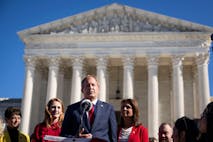 WASHINGTON, DC - NOVEMBER 01: Texas Attorney General Ken Paxton speaks outside the U.S. Supreme Court on November 01, 2021 in Washington, DC. On Monday, the Supreme Court heard arguments in a challenge to the controversial Texas abortion law which bans abortions after 6 weeks.