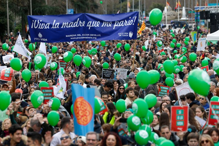 Photo: Pierre-Philippe Marcou/AFP via Getty Images Demonstrators from several anti-abortion groups attend a demonstration with the slogan "Yes to Life", in Madrid, on March 23, 2025.