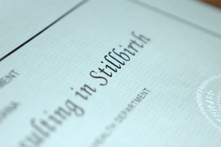 Stillbirth Certificate - stock photo