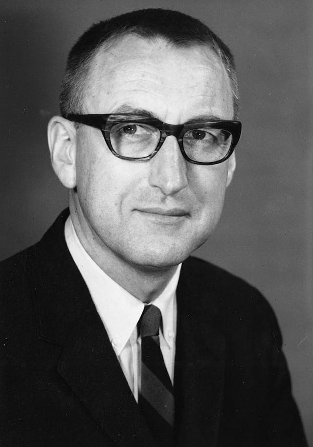 Photo: John Money (JHU Sheridan Libraries/Gado/Getty Images) John William Money, Portrait photograph, Shoulders up, Full face, 44 years of age, 1966.