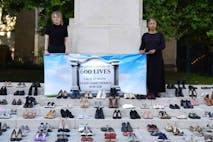 Campaigners in opposition of the Assisted Dying Bill, from Families Against Involuntary Medical Euthanasia (F.A.I.M.E), stage a demonstration outside the Houses of Parliament, London, as the House of Lords is having its second day of the Second Reading debate for the Bill. Picture date: Friday September 19, 2025.