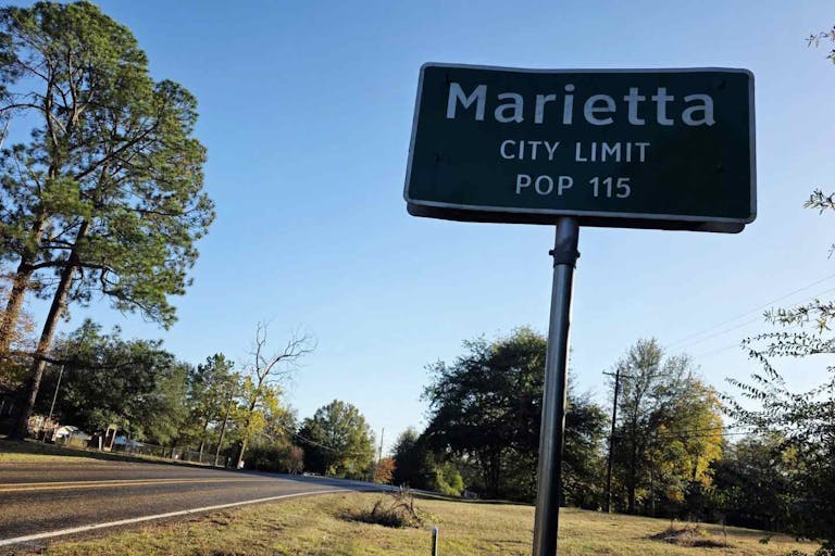 Photo: Marietta, Texas sign (Mark Lee Dickson) sign for Marietta, TX