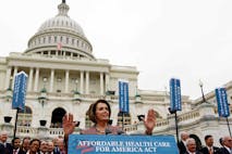 WASHINGTON - OCTOBER 29:  U.S. Speaker of the House Rep. Nancy Pelosi (D-CA) speaks during an event at the U.S. Capitol unveiling the House of Representatives' "Affordable Health Care for America Act" October 29, 2009, in Washington, DC. The proposed  bill would cost $896 billion over 10 years and extend health care to 96 percent of Americans, according to Pelosi's office.  (Photo by Win McNamee/Getty Images)