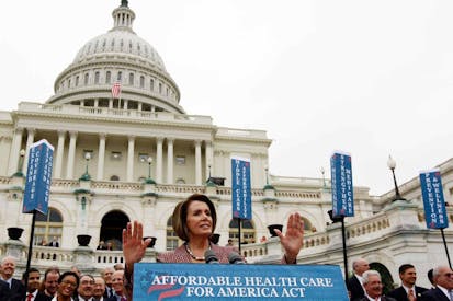 WASHINGTON - OCTOBER 29:  U.S. Speaker of the House Rep. Nancy Pelosi (D-CA) speaks during an event at the U.S. Capitol unveiling the House of Representatives' "Affordable Health Care for America Act" October 29, 2009, in Washington, DC. The proposed  bill would cost $896 billion over 10 years and extend health care to 96 percent of Americans, according to Pelosi's office.  (Photo by Win McNamee/Getty Images)