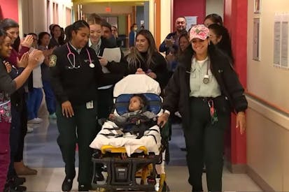 Photo: Screenshot ABC 7 NY Leah Hope Montayes Macias being wheeled out of the hospital