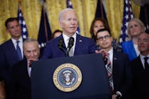 WASHINGTON, DC - JUNE 18: U.S. President Joe Biden delivers remarks at an event marking the 12th anniversary of the Deferred Action for Childhood Arrivals (DACA) program in the East Room at the White House on June 18, 2024 in Washington, DC. Biden announced a new program that will provide protections for undocumented immigrants married to U.S. citizens, allowing them to obtain work authorization and streamline their path to citizenship.