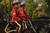 Photo: Artur Widak/NurPhoto via Getty Images EDMONTON, CANADA - SEPTEMBER 24, 2023: Members of the Royal Canadian Mounted Police take part in the 25th annual Alberta's Police and Peace Officers' Memorial Day ceremony on the Alberta Legislature Grounds, on September 24, 2023, in Edmonton, Alberta, Canada. Today, three new names were added to the Pillar of Strength memorial, a monument honoring Alberta's police and peace officers. Since 1876, 104 police and peace officers have lost their lives in the line of duty in Alberta Province, and this solemn occasion serves as a reminder of their sacrifice.