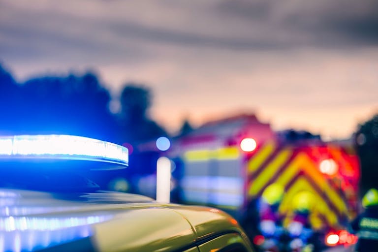 Photo: Jaromir/Getty Images Selective focus on blue flashing light on ambulance car of emergency medical service. Warning symbol on road against traffic accident.