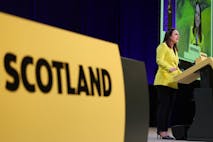 ABERDEEN, SCOTLAND - OCTOBER 13: Deputy First Minister Kate Forbes addresses delegates during the 91st SNP conference on October 13, 2025 in Aberdeen, Scotland. The SNP membership has backed John Swinney's bid to use next year's Holyrood election as a de facto ballot on Scottish Independence. If they win a majority of seats, he will call for a second referendum on Scottish Indepence.