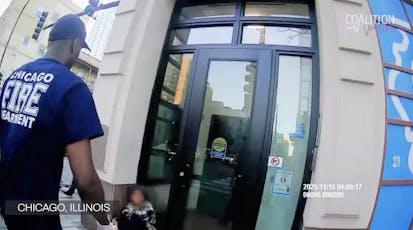 paramedic approaches woman left outside Chicago Planned Parenthood