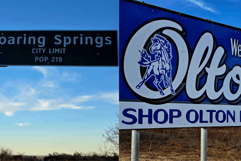 Photos: Roaring Springs, Olton signs/Mark Lee Dickson Roaring Springs and Olton TX signs