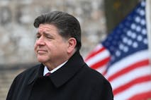 Photo: Jacek Boczarski/Anadolu via Getty Images CHICAGO, ILLINOIS - NOVEMBER 11: Illinois Gov. JB Pritzker attend a Veterans Day ceremony in the Little Village neighborhood in Chicago, Illinois, United States on November 11, 2025.