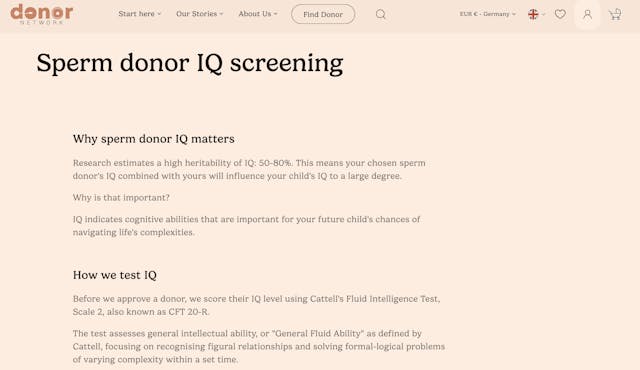 Photo: Donor Network Image shows sperm donor IQ for Donor Network.