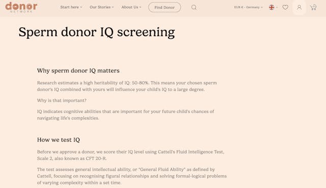 Image shows sperm donor IQ for Donor Network.