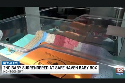 Image shows the bassinet inside the Montgomery, Alabama safe haven baby box