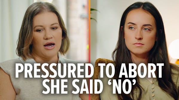 Danielle Busby and Sami Parker, caption: Pressured to abort she said 'no'