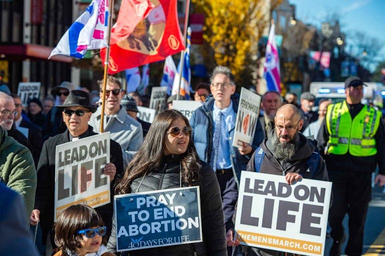 Photo: Joseph Prezioso/AFP via Getty Images Pro-life demonstrators attend the National Men's March to Abolish Abortion and Rally for Personhood in Boston, Massachusetts on November 1, 2025.