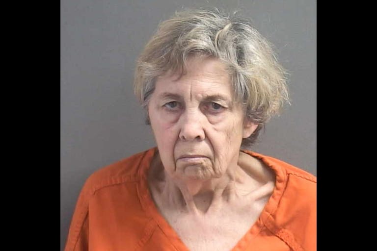 Photo: Volusia County Sheriff's Office Image shows an elderly woman in a mugshot with short grey-blonde hair and an orange prison jumpsuit.