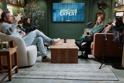 Screenshot: Armchair Expert/YouTube Dax Shepard, Monica Padman, Kristen Bell, and Cher in an appearance on the "Armchair Expert" podcast.