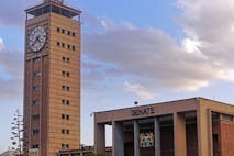 Nairobi, Kenya - July 09, 2017: Senate government building and clock tower in capital city Nairobi, Kenya.