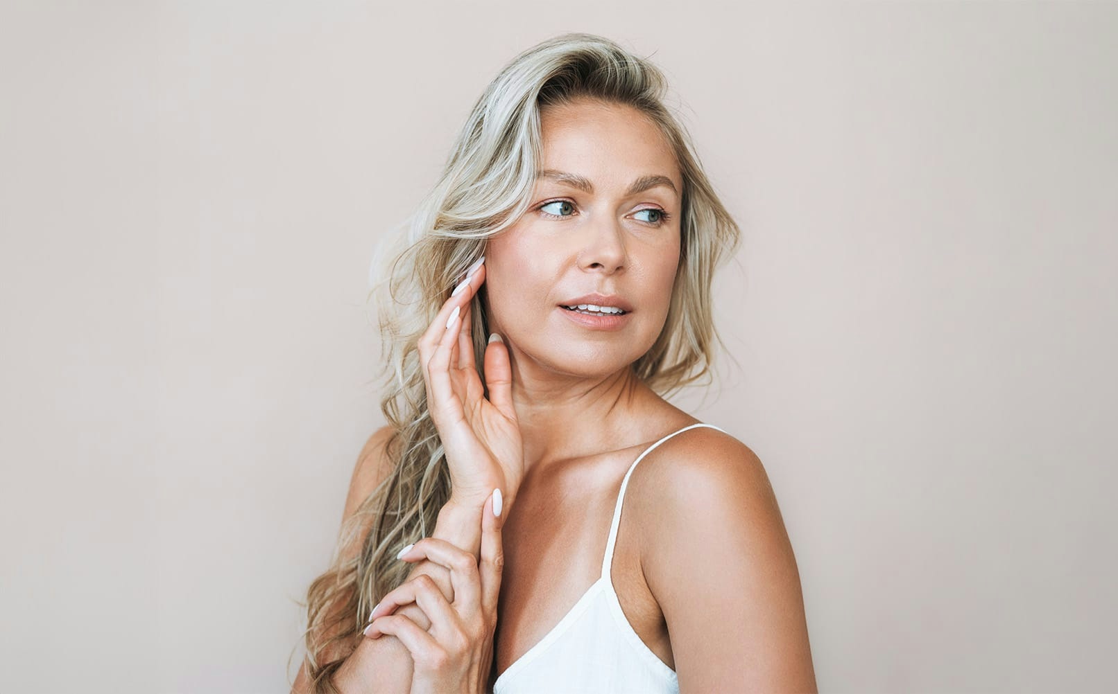 Blonde Woman Looking Over Her Shoulder