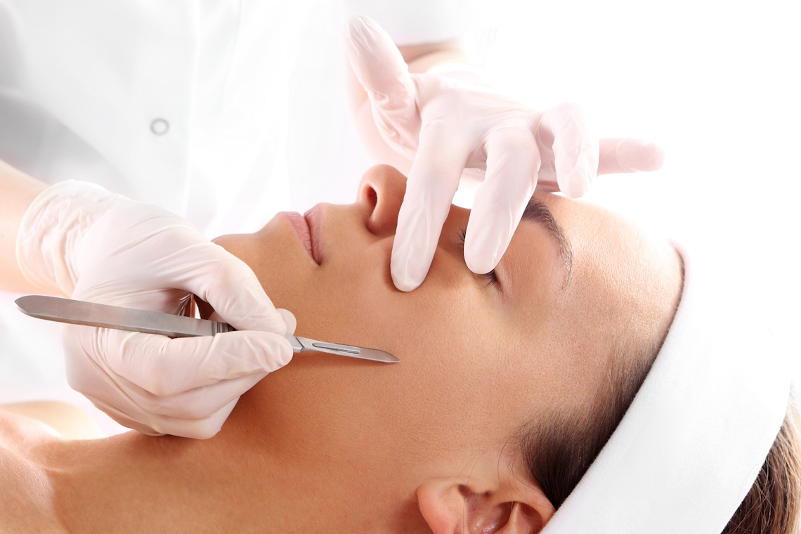 woman getting dermaplaning