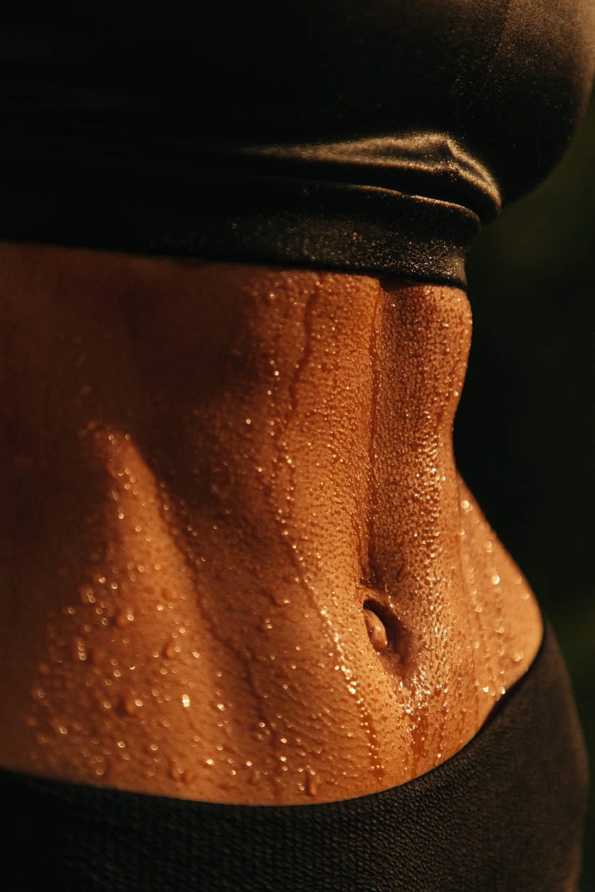 Close up of a woman's flat stomach and abs to show the potential results of liposuction in Raleigh with Dr. Antony