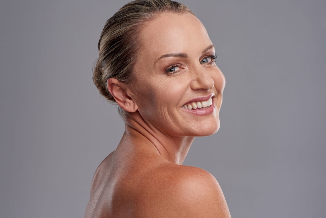 Woman with her hair in a bun