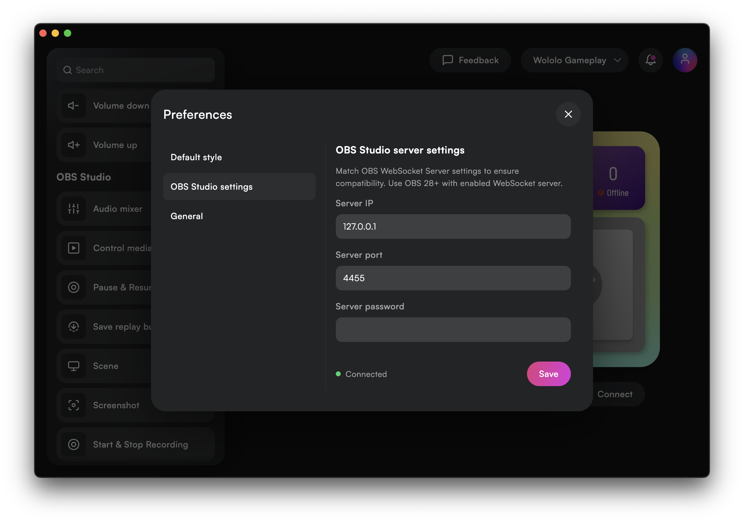 Overdeck OBS Settings