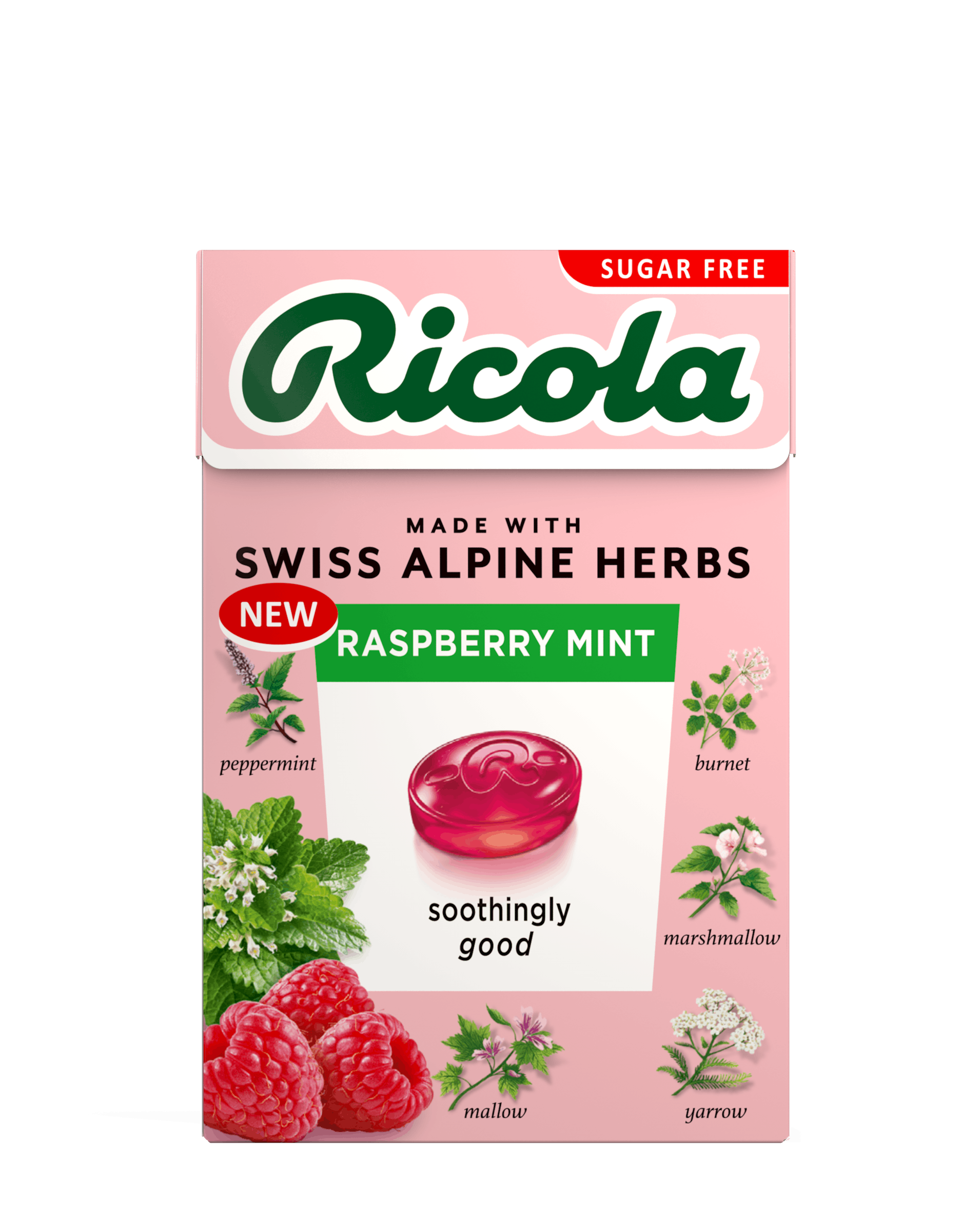 Box of Raspberry Mint flavour drops