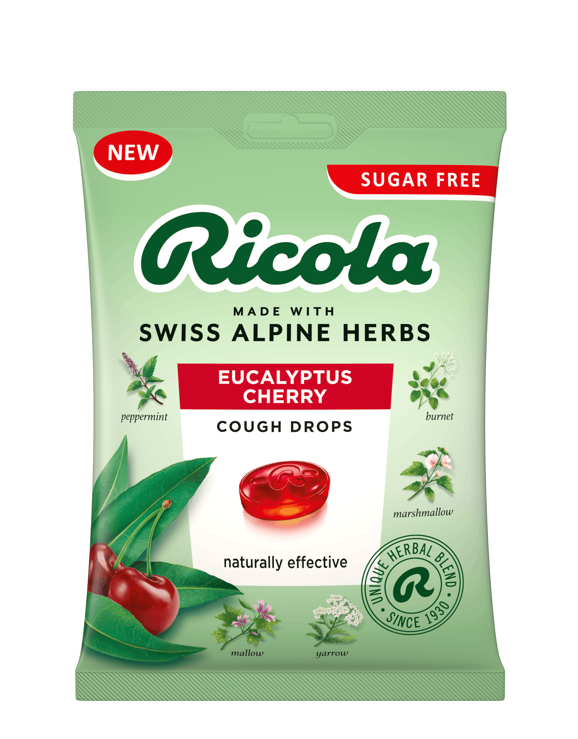 Eucalyptus Cherry flavour cough drops bag