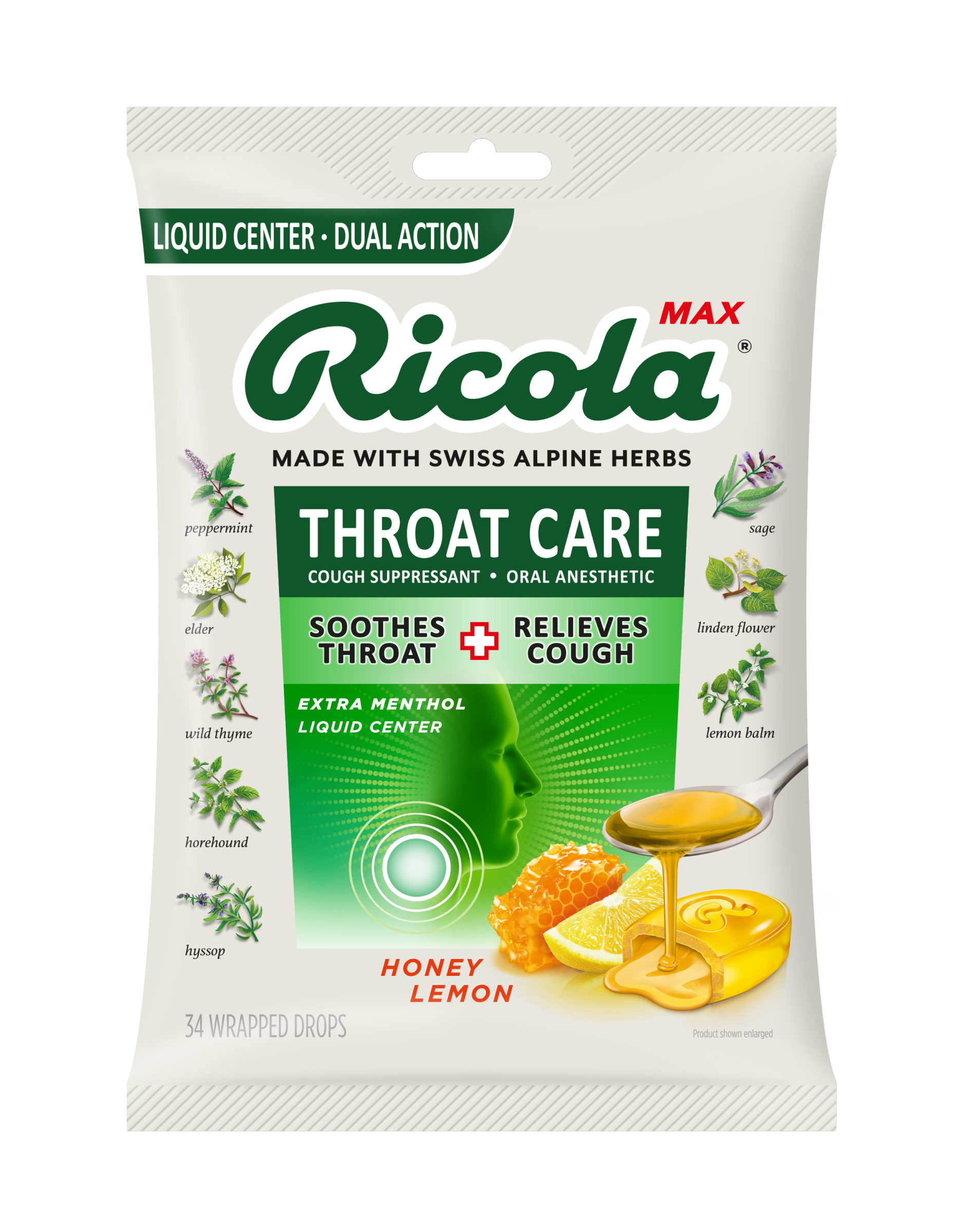 Ricola Natural Honey Herb Throat Drops - 24 Count Cough Suppressant Lozenges