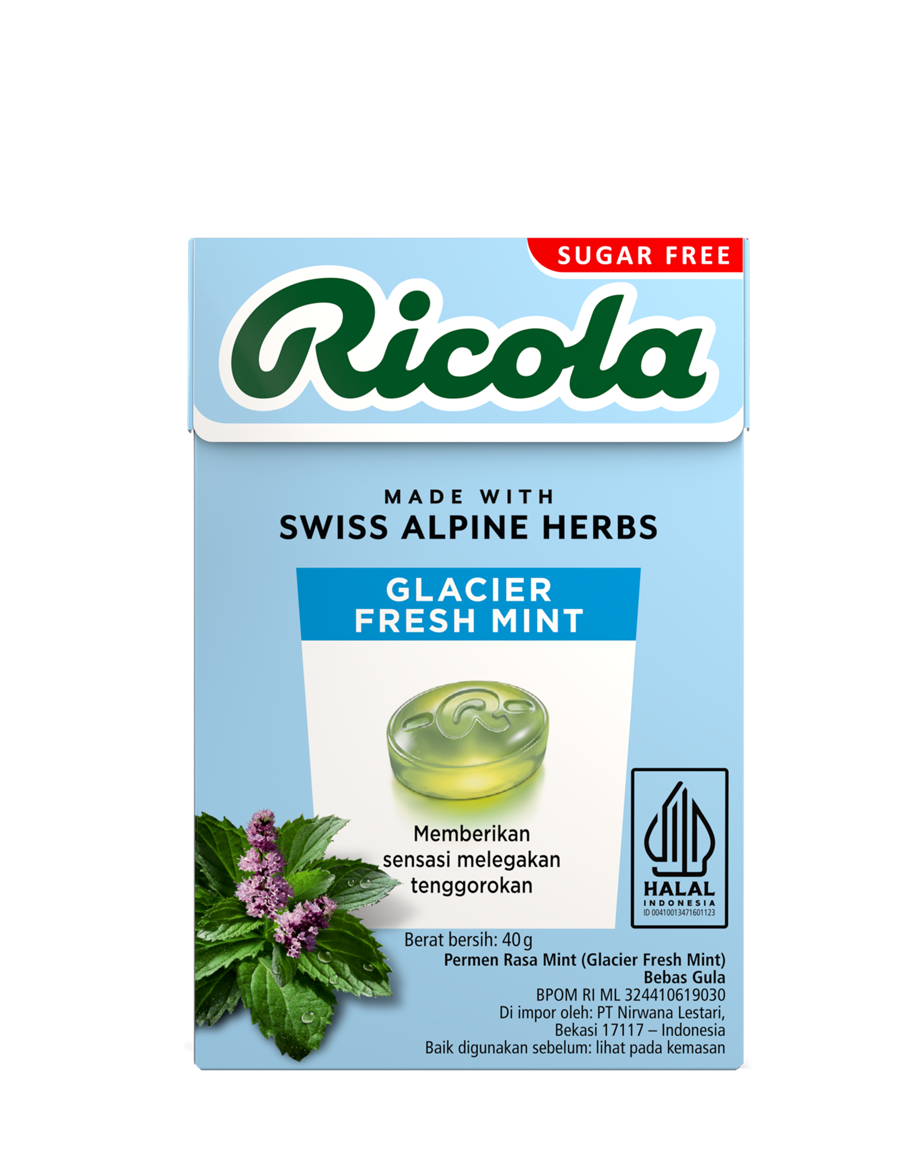 Find Our Sugar Free Glacier Fresh Mint Herbal Drops | Ricola, image size:1875x2400