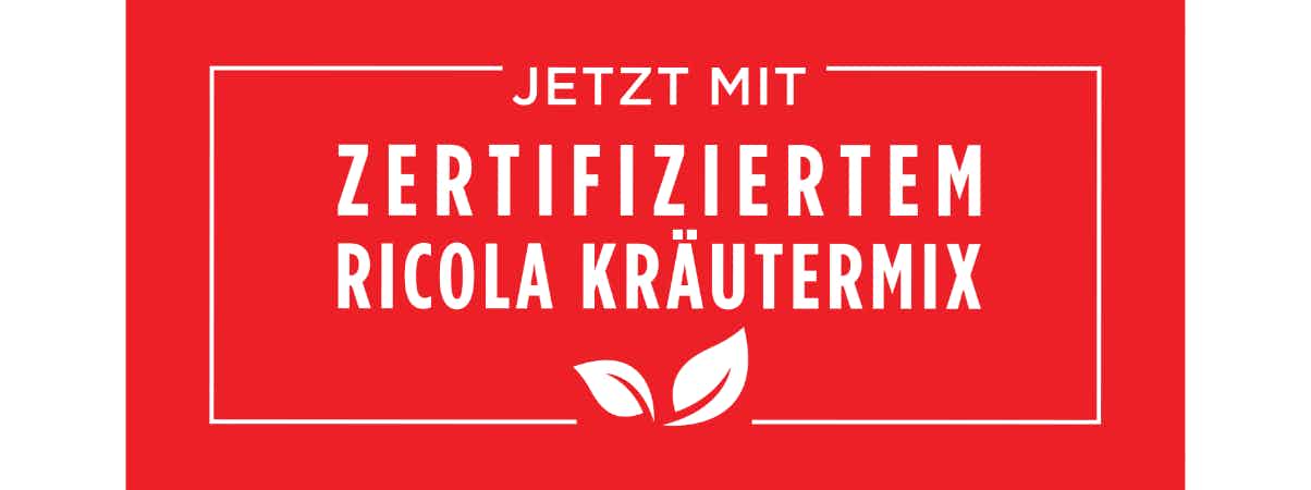 Bild mit Text "Zertifiziertem Ricola Kräutermix"