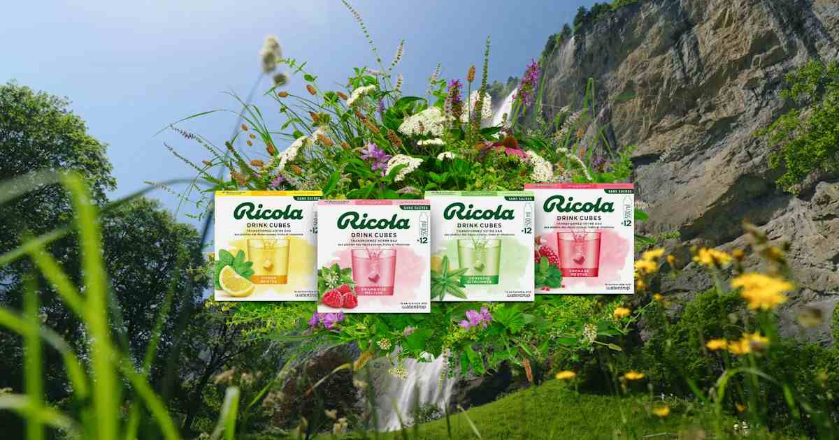 Turquoise Riccola Ricola lanciert Drink Cubes im August 2025 | Ricola