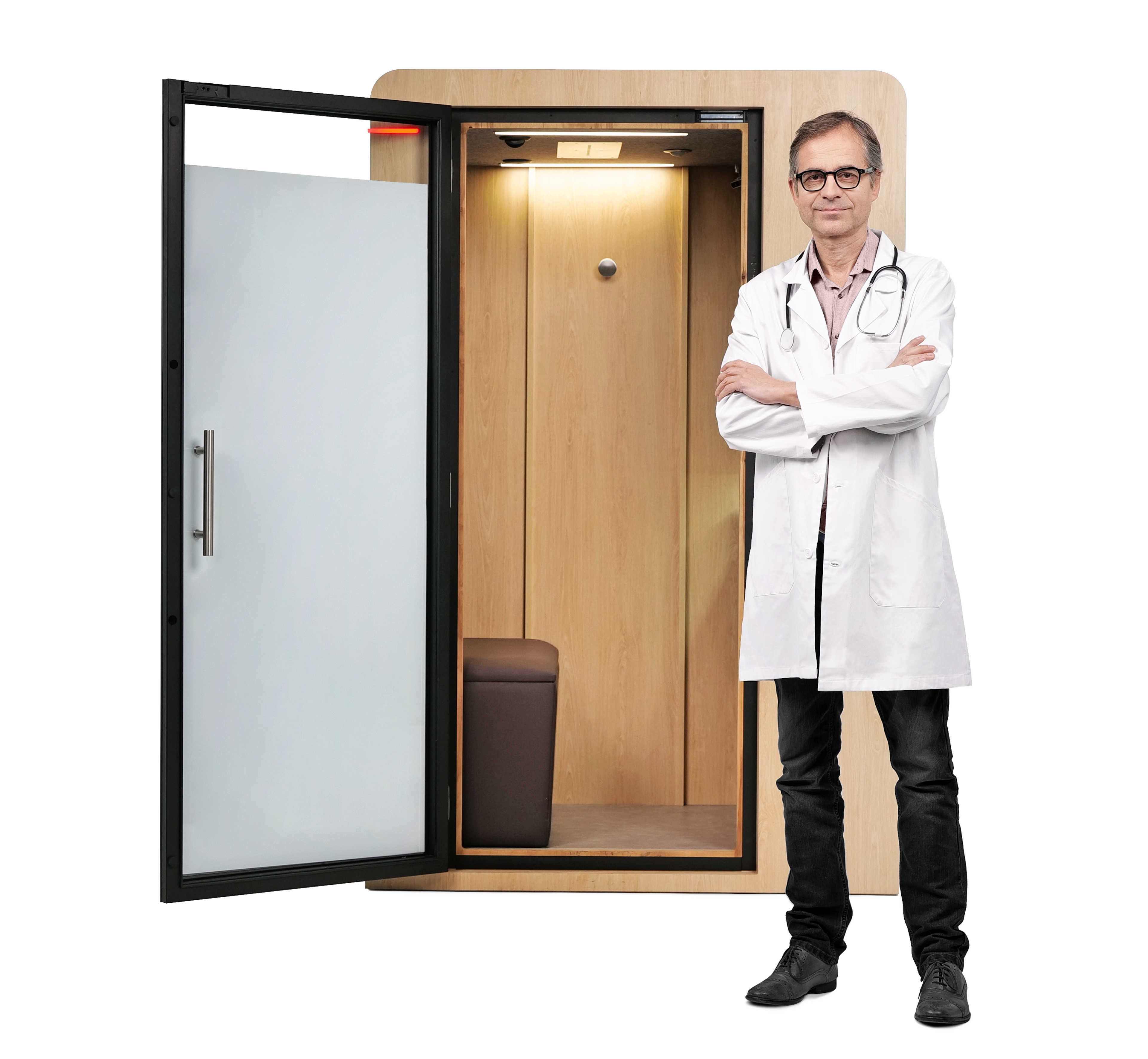 clothing, coat, lab coat, adult, male, man, person, accessories, glasses, shoe